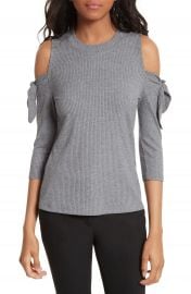 Rebecca Taylor Cold Shoulder Ribbed Jersey Top at Nordstrom